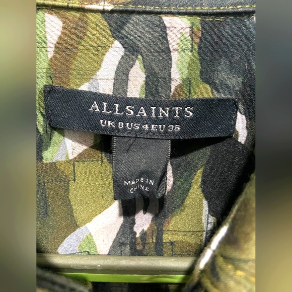 NWOT All Saints Inez Oniyuri Shirt Dress Khaki Green Size 8 - Picture 5 of 13